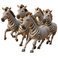 serene artistic A herd of zebras galloping across the savanna, dynamic pose, dusty setting, wildlife photography style genuine png