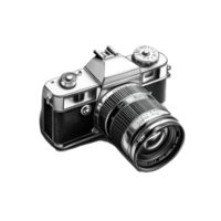 Isolated vintage professional film camera with detailed lens on a clean transparent background, professional film camera, file of isolated object with shadow on transparent background png