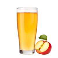 Refreshing glass of apple juice with a fresh apple on a transparent background perfect for a healthy drink idea, Glass of apple juice isolated png