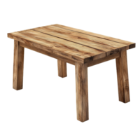 Simple wooden table on a clean transparent background, ideal for minimalistic designs or rustic home decor setups, Wooden table on transparent background png