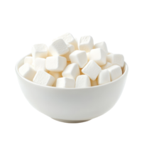 A bowl filled with soft transparent marshmallows on a clean transparent background, perfect for snacks and desserts, transparent marshmallows in transparent bowl isolated on transparent background png