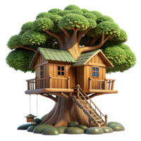 serene contemporary A treehouse, built into a giant sequoia, rustic wood, dappled sunlight, magical, adventurous style genuine png
