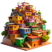 vibrant rustic A colourful favela built on a hillside, vibrant paint, intricate details, warm sunlight, lively atmosphere high resolution png