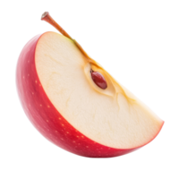Fresh slice of red apple fruit with visible seed, isolated on a transparent background for a clean presentation, Slice of red apple fruit without seed isolated on transparent background png