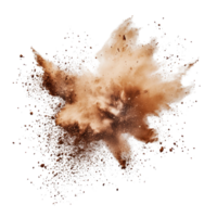 Brown paint explosion creating a striking abstract effect against a transparent background, Brown paint or Dust Explosions on transparent background png