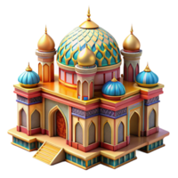 wonderful traditional An intricate, Islamic mosque with colorful mosaics and ornate details, midday sun, vibrant, detailed textures, detailed png