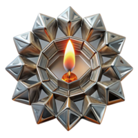 vibrant vintage A kaleidoscope of fragmented mirrors reflecting a single burning candle, with high contrast and sharp focus genuine png