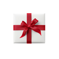 Elegant transparent gift box adorned with a red ribbon, perfect for any special occasion, isolated against a clean background, Gift Box with Elegant Red Ribbon isolated on transparent background png