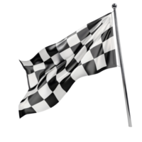 A checkered flag gracefully waves against a transparent background, symbolizing victory at a racing event during the bright midday sun, Checkered Flag Waving on transparent background png