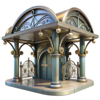 serene abstract An Art Nouveau metro station, intricate ironwork and floral motifs, soft diffuse lighting, elegant and ornate style genuine png