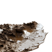 Wet soil and puddles on a muddy surface isolated against a transparent background during the rainy season, Mud Surface with Wet Soil and Puddles, Isolated on transparent background png