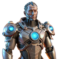 magnificent rustic A steampunk cyborg, with intricate mechanical augmentations, illuminated by the cold light of a laboratory. Clinical lighting, cyberpunk style authentic png