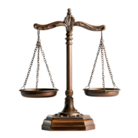 Judicial scale on a transparent background symbolizing justice and balance in legal matters, judicial scaleisolated transparent background png