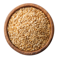 Sesame seeds in a wooden bowl on a transparent background highlighting their natural texture and color, Sesame seeds isolated on transparent background png