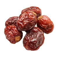 Dried Jujube fruit displayed on a transparent background showcasing their rich color and unique texture, Jujube Chinese dried on transparent background png