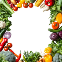 Fresh groceries arranged in a vibrant frame with ample copy space for promoting healthy eating ideas, Frame made of of fresh groceries and copy space png