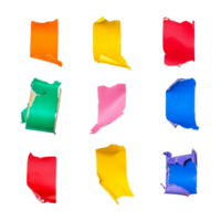 Colorful torn pieces of tape arranged in a grid on a transparent background highlight creative possibilities, Different colors of torn tape on a transparent background png