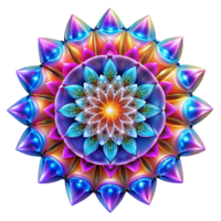 wonderful contemporary A kaleidoscope of vibrant, symmetrical patterns, illuminated by a bright, multicolored light, psychedelic style professional png