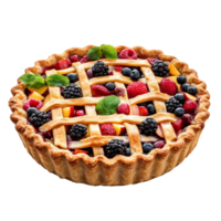 Delicious apple pie topped with assorted fruits on a transparent background, apple pie with various fruit toping isolated on transparent background png