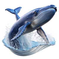 stunning modern A majestic humpback whale breaching the surface of the ocean, splashing water and dynamic pose, photorealistic style original png