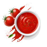 Fresh tomato sauce and ripe tomatoes on a transparent background, showcasing vibrant colors and textures, Tomato sauce and tomato on transparent background png