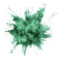 Green powder explosion on a transparent background showcasing vivid movement and dynamic dispersal, green powder pulver explosion isolated on transparent background png