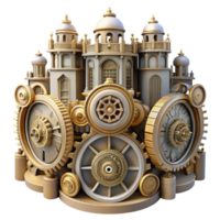 extraordinary rustic An intricate clockwork city with gears and cogs, steampunk style, intricate details, genuine png