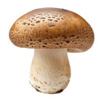 A fresh shiitake mushroom isolated on a transparent background highlighting its unique texture and rich color, Shiitake Mushroom isolated on transparent background png