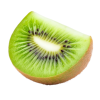 Fresh kiwi fruit slice isolated on transparent background, highlighting vibrant green color and unique texture details, kiwi fruit slice isolated on transparent background png