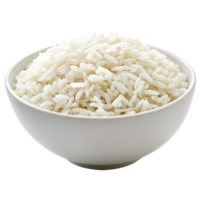 Freshly cooked transparent rice in a plain bowl isolated on a bright transparent background ready for serving and enjoyment, rice in a transparent bowl isolated on transparent background png