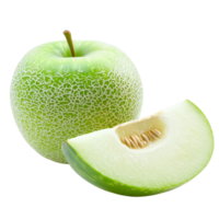 Fresh apple melon placed on a transparent background showcasing its vibrant color and texture, apple melon on transparent background png