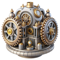 stunning minimalist An intricate clockwork city with gears and cogs, steampunk style, intricate details, authentic png