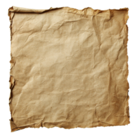 Old textured paper sheet isolated on a transparent background showcasing its aged appearance for art and design purposes, old paper textured sheet isolated on transparent background png