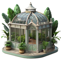 impressive minimalist An intricate, Victorian greenhouse filled with exotic plants, soft diffused light, lush, detailed textures, high quality png