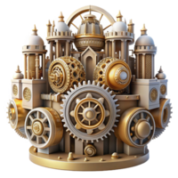 stunning modern An intricate clockwork city with gears and cogs, steampunk style, intricate details, high quality png