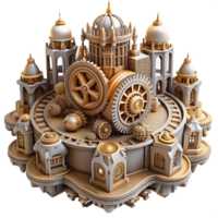impressive abstract An intricate clockwork city with gears and cogs, steampunk style, intricate details, genuine png