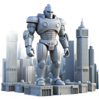 impressive minimalist A colossal statue of a robot, futuristic cityscape in the background, epic scale, science fiction illustration exclusive png