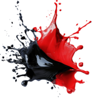 Bold splash of black and red paint isolated on a transparent background for artistic expression, black red color splash isolated on transparent background png