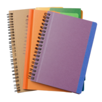 A collection of colorful spiral notebooks isolated on a transparent background for creative writing and notetaking, Spiral Notebooks Isolated on transparent background png
