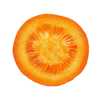 Freshly sliced carrot piece isolated on a bright transparent background for vibrant culinary presentations, Carrot slice top view isolated on transparent background png