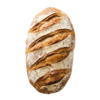 Whole wheat bread loaf on a clean transparent background showcasing its crusty texture and unique shape, whole wheat bread on transparent background png