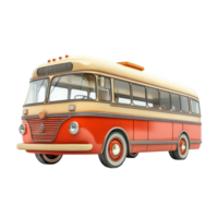 Classic vintage bus displayed in a clean, isolated transparent background with highlights in view, bus isolated on transparent png
