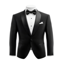 Elegant black tuxedo suit on a transparent background for formal wear mockup display, black tuxedo suit for mockup,isolated transparent background png