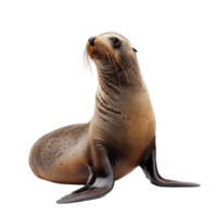 A sea lion posing gracefully against a transparent background in a serene and isolated setting, a sea lion isolated on transparent background png