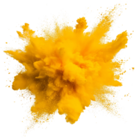 Bright yellow color explosion isolated on a transparent background creating a vibrant and dynamic artistic effect, yellow color explosion isolated on transparent background png
