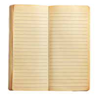 Striped notebook paper spread open on a transparent background for writing, notetaking, or journaling purposes, striped notebook paper on isolated on transparent background png