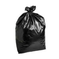 Isolated black garbage bag on a clean transparent background, emphasizing waste disposal and environmental concerns, Isolated Black Garbage Bag on transparent background png