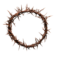 Round crown of thorns set against a transparent background representing symbolism and sacrifice in a religious context, Round Crown of thorns isolated on transparent background png