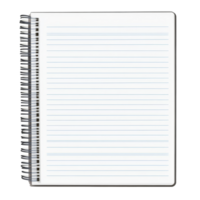 Blank notebook paper resting on a transparent background ready for creative ideas and notes to be written down, Notebook paper on transparent backgroundfile png