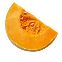 Fresh pumpkin slice on a clean, transparent background showcasing its vibrant orange color and unique texture, Pumpkin slice on transparent background png